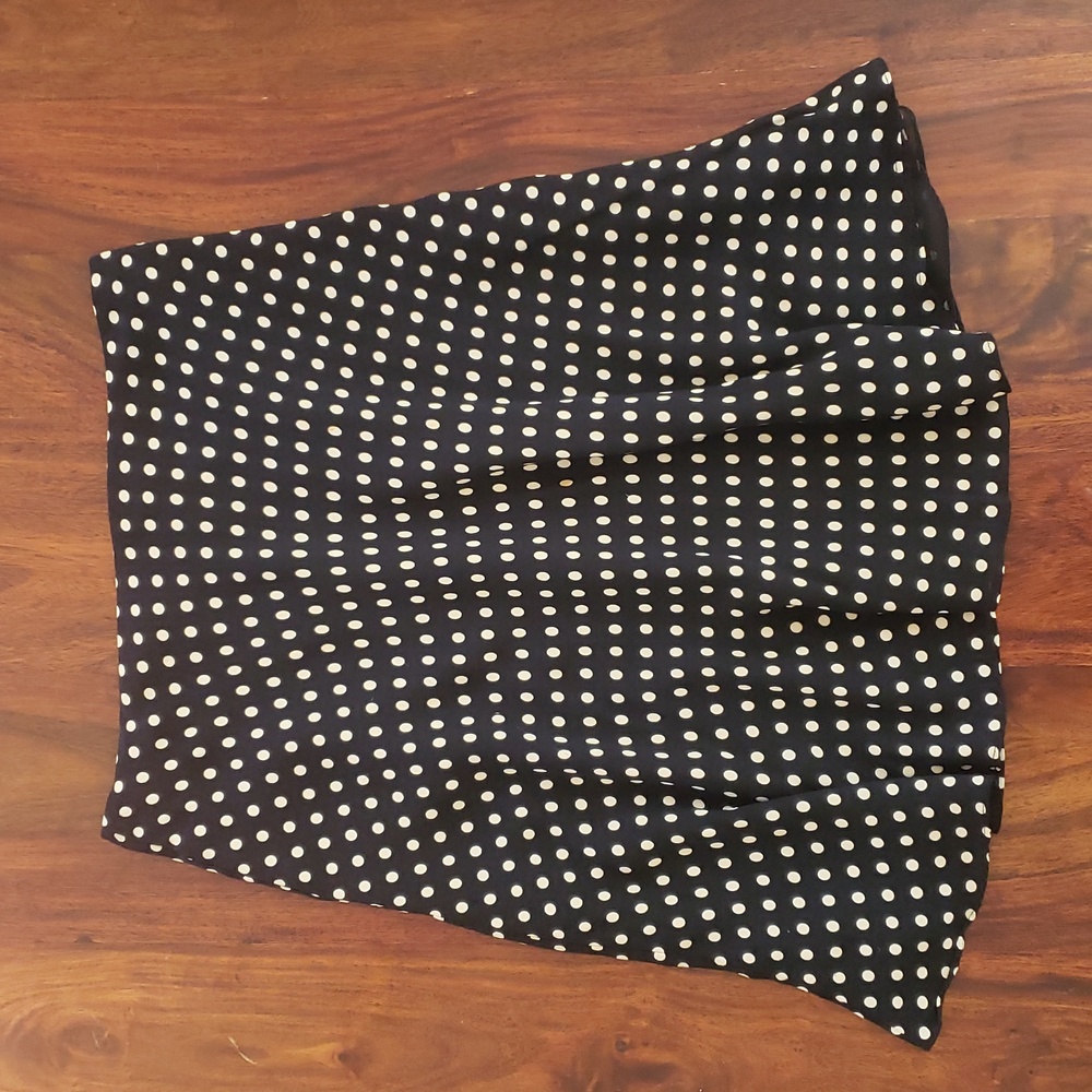 VINTAGE Silk Black And White Polkadot Slip Skirt